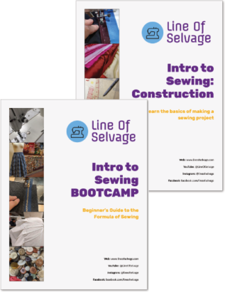 cover images for two ebooks: Intro to Sewing: Bootcamp, and Intro to Sewing: Construction